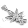 Lab diamond Micro Pave Marijuana Leaf Hands Pendant w/ Miami Cuban Chain BR053 - Raonhazae