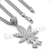 Lab diamond Micro Pave Marijuana Leaf Hands Pendant w/ Miami Cuban Chain BR053 - Raonhazae