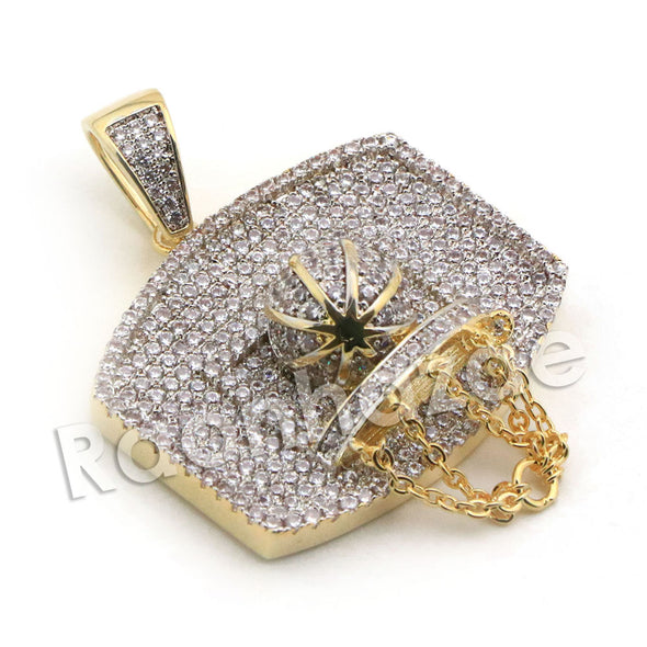 Lab diamond Micro Pave Basketball Hoop Pendant w/ Miami Cuban Chain BR056 - Raonhazae