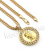 Lab diamond Micro Pave Medallion Jesus Face Pendant w/ Miami Cuban Chain BR058 - Raonhazae