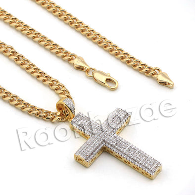 Lab diamond Micro Pave Shizzle Jesus Piece Pendant w/ Miami Cuban Chain BR060 - Raonhazae