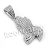 Lab diamond Micro Pave Praying Hands Pendant w/ Miami Cuban Chain BR062 - Raonhazae