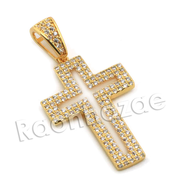 Lab diamond Micro Pave Jesus Cross II w/ Miami Cuban Chain BR067 - Raonhazae