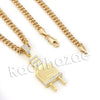 Lab diamond Micro Pave Slim Electric Plug Pendant w/ Miami Cuban Chain BR070 - Raonhazae