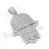 Lab diamond Micro Pave Hands of Hamsa Abstract Pendant w Miami Cuban Chain BR071 - Raonhazae