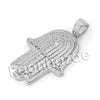 Lab diamond Micro Pave Hands of Hamsa Abstract Pendant w Miami Cuban Chain BR071 - Raonhazae