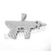 Lab diamond Micro Pave Gangsta Machine Gun Pendant w/ Rope Chain BR072 - Raonhazae