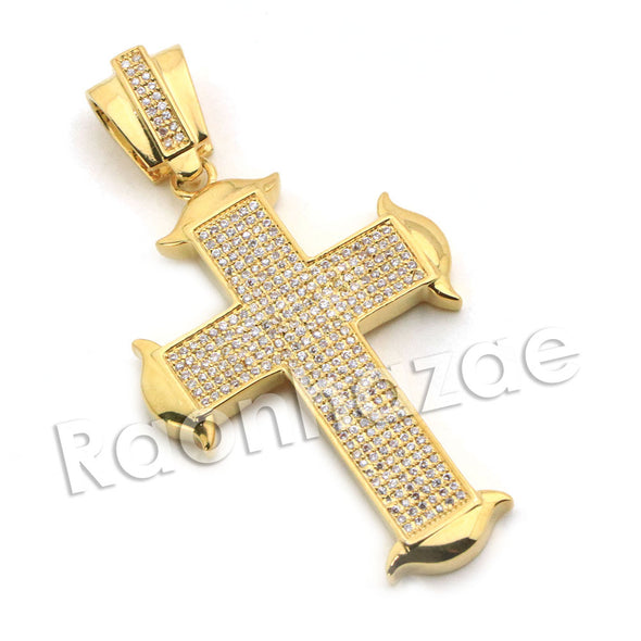 Lab diamond Micro Pave Medieval Jesus Cross Pendant w/ Miami Cuban Chain BR076 - Raonhazae