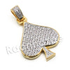 Lab diamond Micro Pave Fortune Spade Pendant w/ Miami Cuban Chain BR077 - Raonhazae