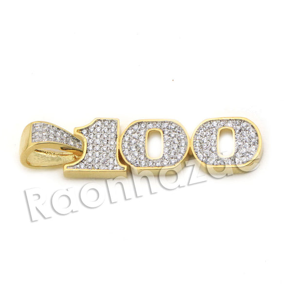 Lab diamond Micro Pave 100 Sign Pendant w/ Miami Cuban Chain BR080 - Raonhazae