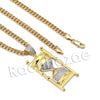 Lab diamond Micro Pave Dope Hourglass Pendant w/ Miami Cuban Chain BR083 - Raonhazae
