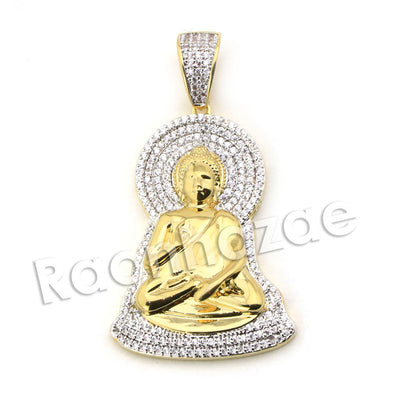 Lab diamond Micro Pave Buddha Pendant w/ Miami Cuban Chain BR092 - Raonhazae