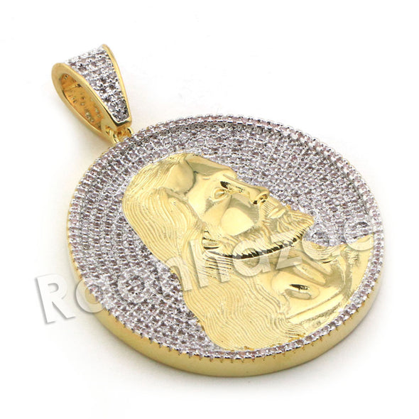 Lab diamond Micro Pave HUGE Jesus MedallionPendant w/ Miami Cuban Chain BR088 - Raonhazae