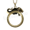 Antique Chain Vintage Elephant/ Mamoth Magnifying Glass Locket Pendant Necklace - Raonhazae
