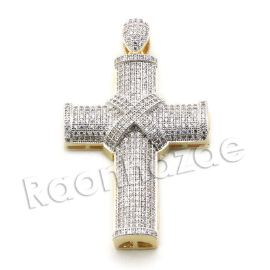 Lab diamond Micro Pave Drizzy Drake Jesus Cross w/ Miami Cuban Chain BR098 - Raonhazae