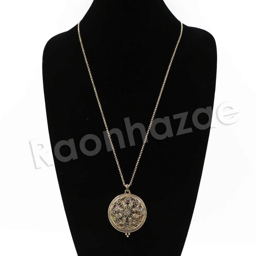 Antique Chain Ancient Mandala Magnifying Glass Locket Pendant Necklace ...