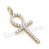 Lab diamond Micro Pave Egyptian Ankh Cross II Pendant w/ Miami Cuban Chain BR103 - Raonhazae