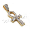 Lab diamond Micro Pave Egyptian Ankh Cross Pendant w/ Miami Cuban Chain BR105 - Raonhazae