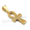 Lab diamond Micro Pave Egyptian Ankh Cross Pendant w/ Miami Cuban Chain BR105 - Raonhazae