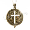Antique Vintage Design Medallion Jesus Cross Glass 5X Magnifying Glass Locket Pendant Necklace - Raonhazae