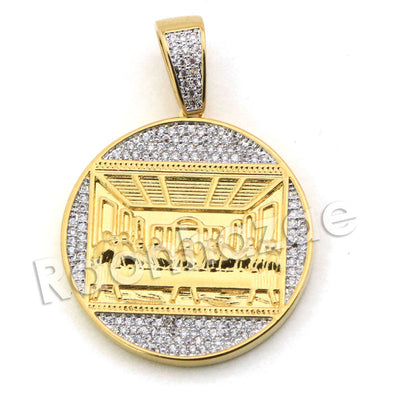 Lab diamond Micro Pave Medallion Last Supper Pendant w/ Miami Cuban Chain BR110 - Raonhazae