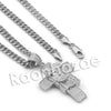 Lab diamond Micro Pave Jesus Head Cross Pendant w/ Miami Cuban Chain BR112 - Raonhazae