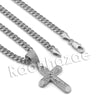 Lab diamond Micro Pave Rounded Jesus Cross Pendant w/ Miami Cuban Chain BR113 - Raonhazae