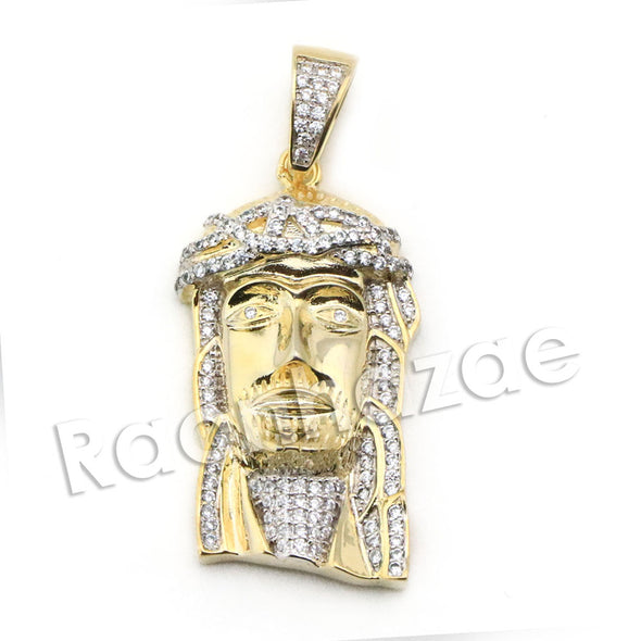 Lab diamond Micro Pave Jesus Face Pendant w/ Miami Cuban Chain BR114 - Raonhazae