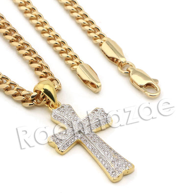 Lab diamond Micro Pave Classic Jesus Piece Pendant w/ Miami Cuban Chain BR121 - Raonhazae