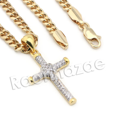 Lab diamond Micro Pave Classic Jesus Piece Pendant w/ Miami Cuban Chain BR123 - Raonhazae