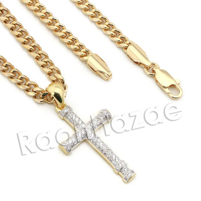 Lab diamond Micro Pave Jesus Praying Hands Pendant w/ Miami Cuban Chain BR125 - Raonhazae