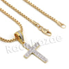 Lab diamond Micro Pave Mini Jesus Cross Pendant w/ Miami Cuban Chain BR130 - Raonhazae