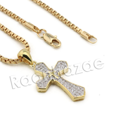 Lab diamond Micro Pave Classic Jesus Cross Pendant w/ Miami Cuban Chain BR131 - Raonhazae