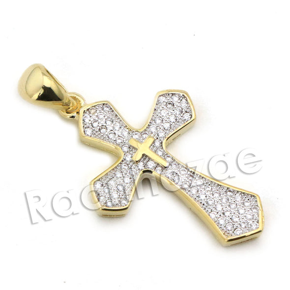 Lab diamond Micro Pave Classic Jesus Cross Pendant w/ Miami Cuban Chain BR131 - Raonhazae