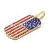 Stainless Steel Gold American Flag Dog Tag Pendant w/Cuban Chain - Raonhazae