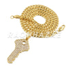 Stainless Steel Gold Key Pendant w/Cuban Chain - Raonhazae