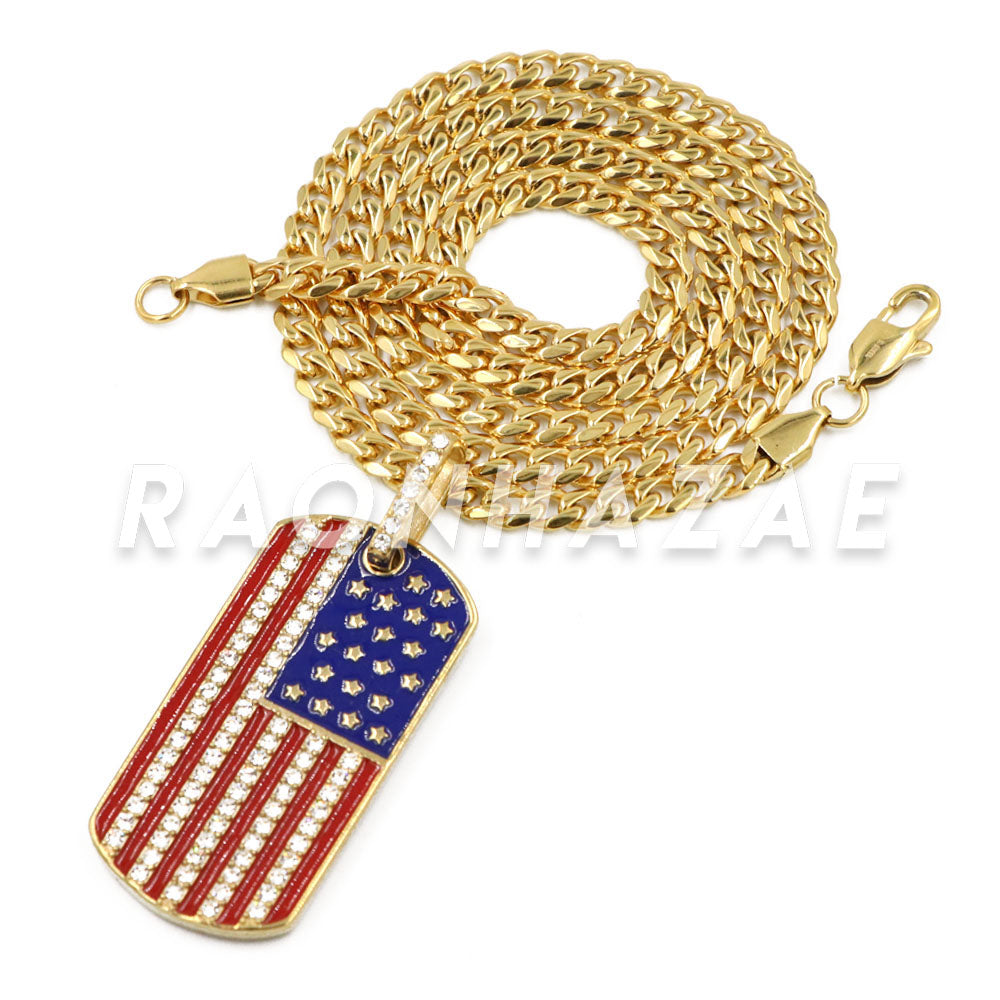 Honduran Flag Honduras Flag Keychain Dog Tag Stainless Steel or 18k Gold 