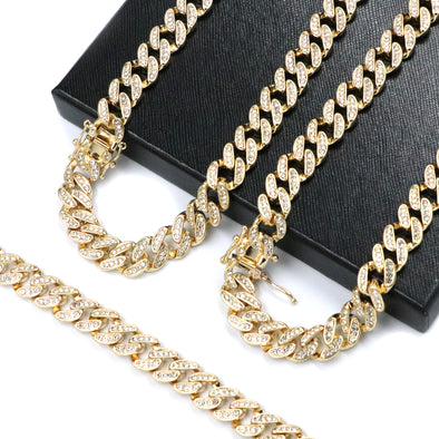 14k Gold PT 10mm 8.5" - 24" Miami Cuban Choker Chain Necklace Bracelet - Raonhazae