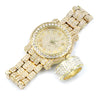 HIP HOP RAONHAZAE LIL G GOLD FINISHED LAB DIAMOND WATCH & RING SET. - Raonhazae