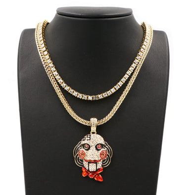 Hip Hop Tekashi69 Pendant W/ Franco & Tennis Choker Chain Set - Raonhazae