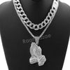 Hip Hop Quavo PRAYING HANDS Miami Cuban Choker Tennis Chain Necklace L05 - Raonhazae