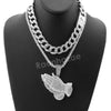 Hip Hop Quavo PRAYING HANDS Miami Cuban Choker Tennis Chain Necklace L03 - Raonhazae