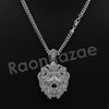 14K Pt Gold FEROCIOUS LION FACE Pendant W/5mm 24" 30" Cuban Chain - Raonhazae