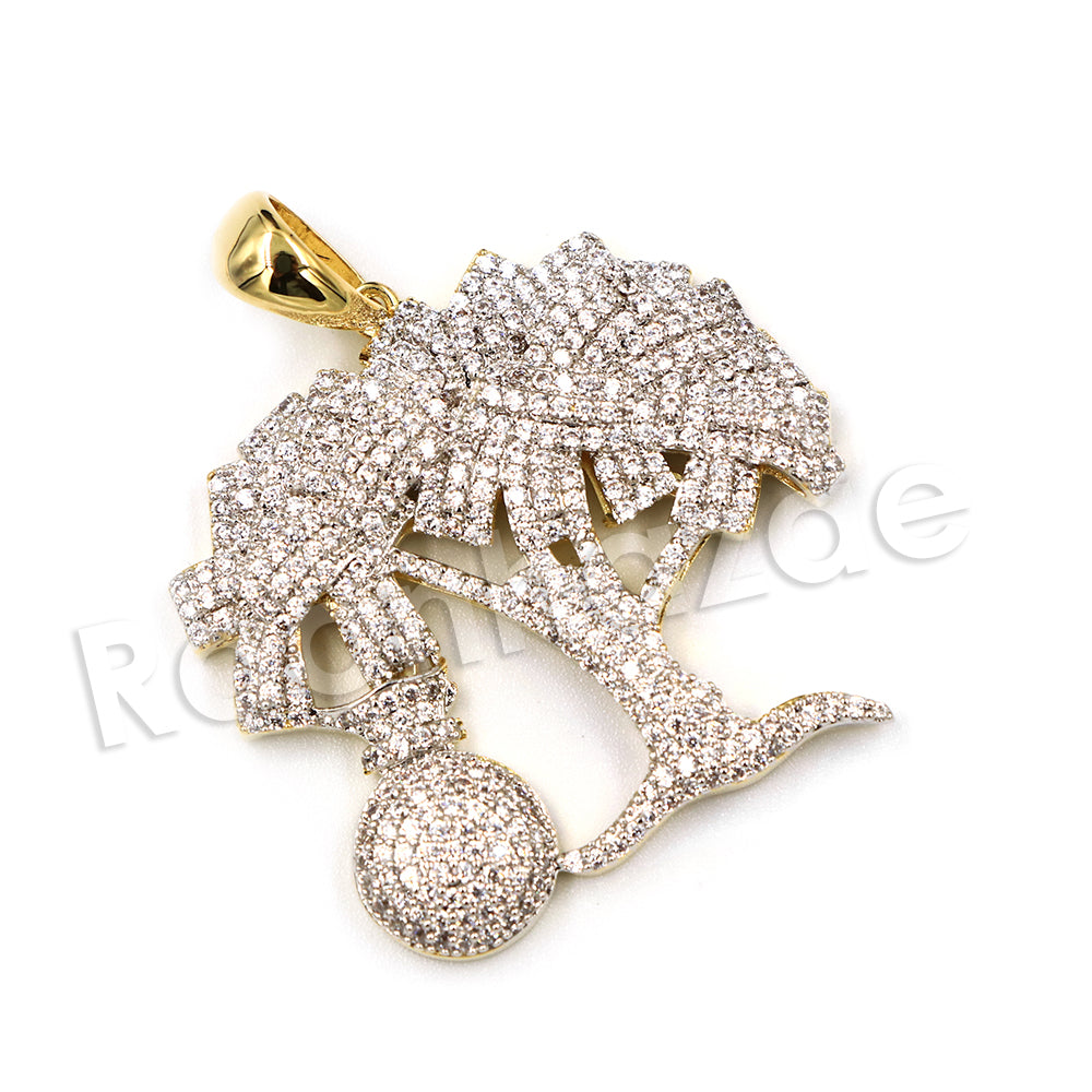 14K PT Gold MONEY TREE Pendant W/5mm 24