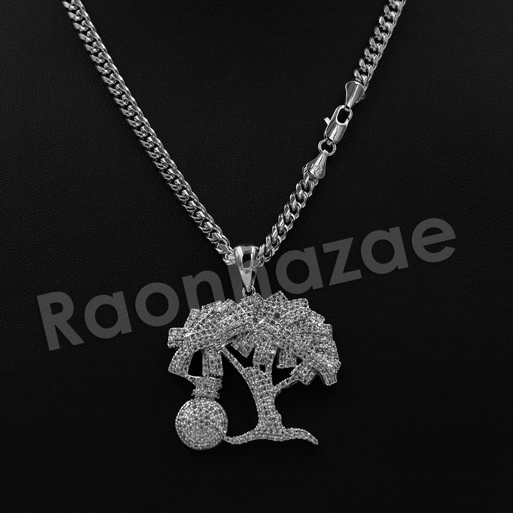 money tree necklace 14K PT Gold MONEY TREE Pendant W/5mm 24" 30" Cuban Chain – RAONHAZAE