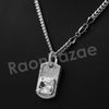 14K PT Gold BIG DIAMOND DOGTAG Pendant W/5mm 24" 30" Cuban Chain - Raonhazae