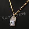 14K PT Gold BIG DIAMOND DOGTAG Pendant W/5mm 24" 30" Cuban Chain - Raonhazae