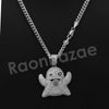 14K PT Gold SNAPCHAT GHOST Pendant W/5mm 24" 30" Cuban Chain - Raonhazae