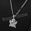 14K PT Gold SNAPCHAT GHOST Pendant W/5mm 24" 30" Cuban Chain - Raonhazae