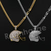 14K PT Gold FOOT BALL HELMET Pendant W/5mm 24" 30" Cuban Chain - Raonhazae